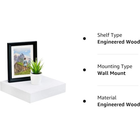 WELLAND 16 tum White Mission Flytande hyllor för vägg, badrumsväggmonterade hyllor, trä moderna displayhyllor, bokhyllor, för sovrum,