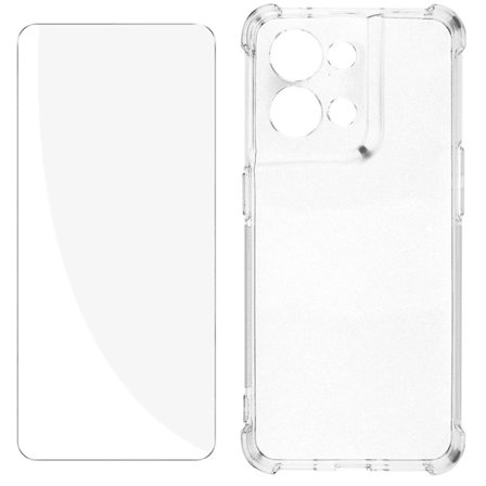 Oppo Reno 8 5g skyddspaket förstärkt case + genomskinligt härdat glas