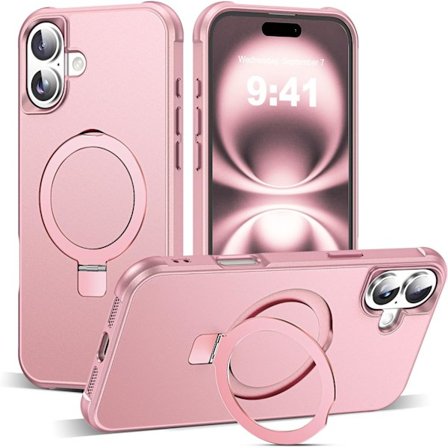 Kompatibelt med iPhone 16 Skal med Osynlig Magnetisk O-Ring Ställ Genomskinligt Kompatibelt med Mag-SafeBra Greppkänsla