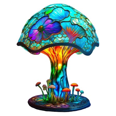 Maleri Glas Svampe Bordlampe Vintage Skrivebordslamper Dekorative Sengelampe Til Soveværelse Stue Hjemmekontor Dekoration Gave, 15cm(A)