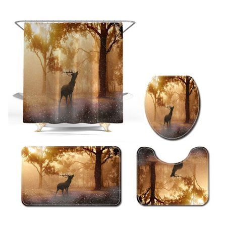 Djurserie tryckt toalettgolvmatta fyrdelad halkfri badrumsmatta set, A01