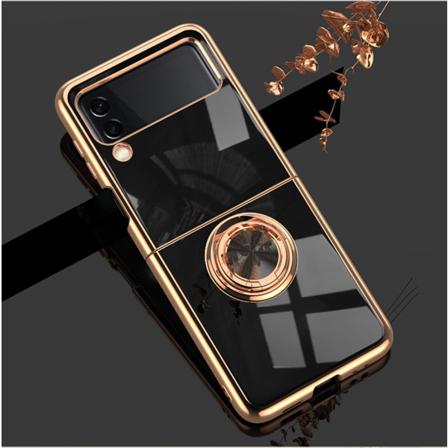 Samsung Galaxy Z Flip 3 - Lyxigt Stilrent Skal Med Ring Ställ Black One Size