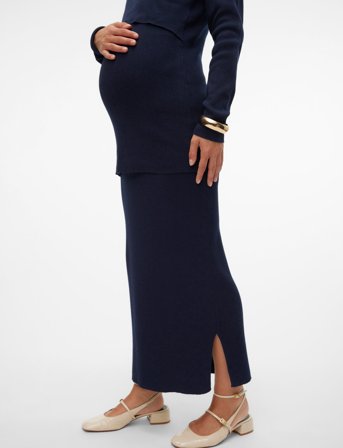Mamalicious Mljacina Knit Midi Skirt Hw - Navy - XS