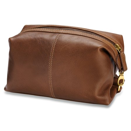 Toiletry Bag | Dark Brown Full-Grain Buffalo Leather for Men - Toiletry bags