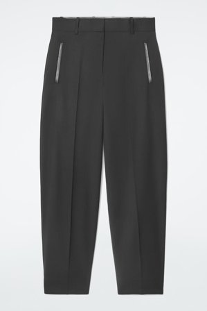 COS Women's The Tailored Barrel-Leg Trousers in Black