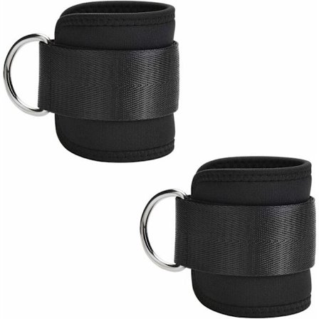 2 Ankelfastgørelser til Bodybuilding Sport D-Ring Ankelfastgørelser til Fitness Træning Kabel Vægtløftning Remme på Guidet Belastningsenhed (Sort)