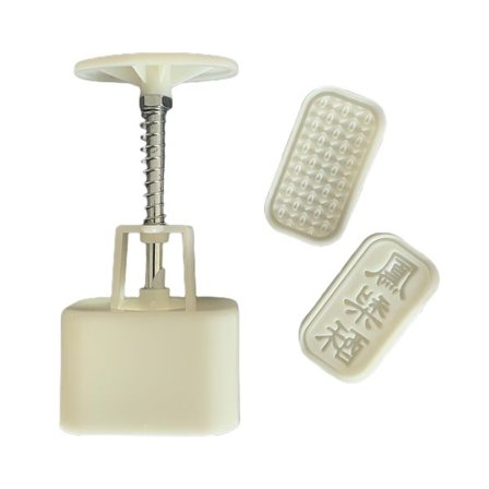 Mooncake Form 50g Cookie Cutter med 2st rektangelstämpel Gröna bönor mould DIY midhöstfestivalen