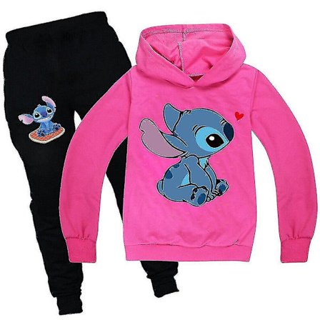 Lilo Stitch Træningsdragt 2-delt Hættetrøje Bukser Outfit Sæt Sportstøj til børn