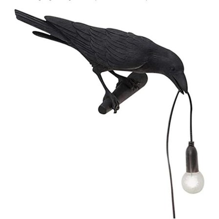 Crow Vägglampa, Unik Gothic Raven Birds Vägglampa för sängen Sovrum Vardagsrum Farmhouse Inredning (Vänster svart vägglampa)