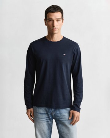 GANT Herren Langarm-T-Shirt (L) Marineblau