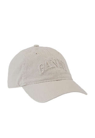 GANNI Washed Cotton Canvas Cap Mössor & hattar Dam Vit ONESIZE