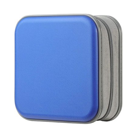 CD-etui, 40 Kapacitet Hård Plastik DVD-etui Bærbar Lynlås CD-etui Holder Stor Opbevaringsski-pung Taske til Bil Hjem Rejse - Blå