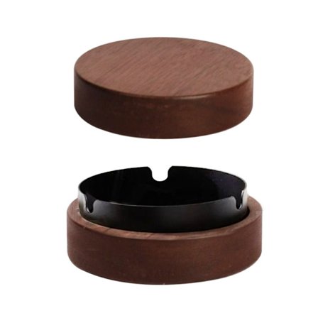 Valnøtt askebeger i tre, vindtett askebeger SVART