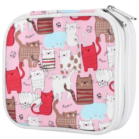 Förvaringsväska för stickverktyg Dubbellager Virknål Väska med Dragkedja och Nätfickor