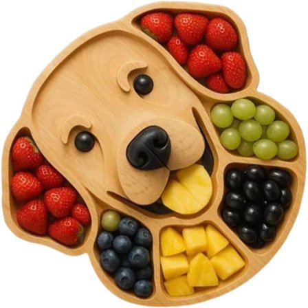 Serveringsbakke i træ med hundetema - Charcuteribræt til kæledyrselskere til snacks, frugt eller smykkeudstilling