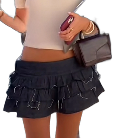 Mörkblå jeans volangkjol från Bershka