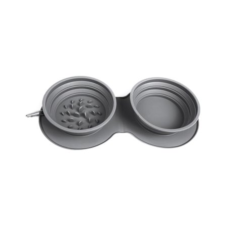 Sammenklappelig hundeskål Rejseskål til hund 2-i-1 Vand- og madskåle Sammenklappelig hundeskål og bærbar til indendørs og udendørs