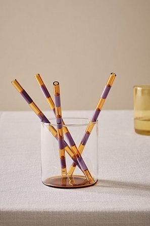 Jotex - Słomka Ze Szkła 4-pak Brązowy/fioletowy - POPPY - Kup Akcesoria ze szkła firmy Jotex