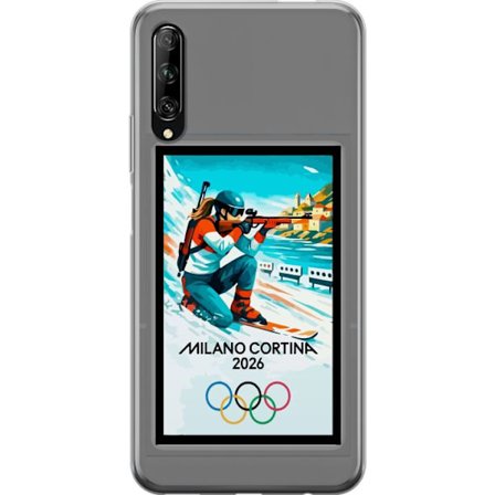 Kompatibelt Mobildeksel til Huawei P smart Pro 2019 Retroplakat Cortina Milano 2026 med fjell, vintersportsutøvere, italienske trikolor, Milano-katedr