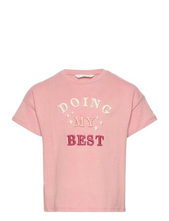 Printed Cotton-Blend T-Shirt T-shirts Short-sleeved Rosa Mango*Betinget Tilbud