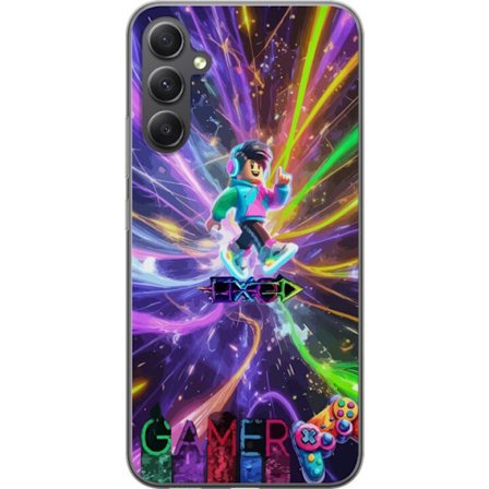 Kompatibelt Mobilskal till Samsung Samsung Galaxy A35 AC DC-logotyp delad i röd eld och blå rök, dramatisk rockestetik med kraftfull kontrast mot s