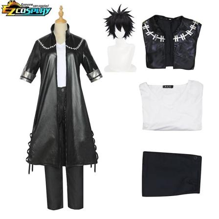 My Hero Academia Cosplay Kostume Dabi Cosplay Sort Frakke Jakke Uniform Halloween Outfit -a Costume and wig S