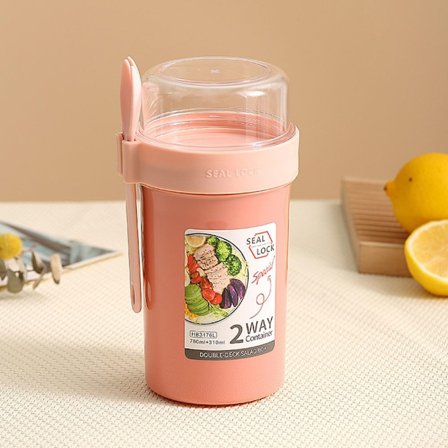 Frukostbehållare Havreburkar med lock ROSA L