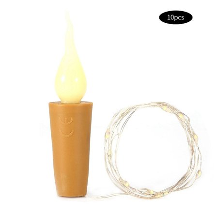 10-pack korkformade ljusslingor, flaskpropp, LED-lampa, batteri KLB