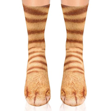 Sokker med dyrepoteaftryk - 3D-sokker med realistisk dyrepoteaftryk - Velegnet til teenagere, mænd, kvinder, piger og voksne - Størrelser: Europæiske 