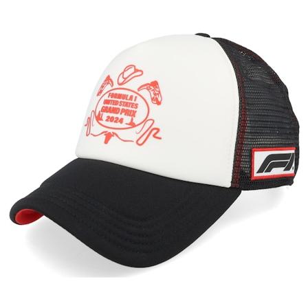 Formula One - Motor Wit trucker Cap - F1 Logo 24 Race Special Austin USA White/Black A-Frame Trucker @ Hatstore
