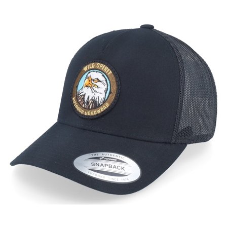 Wild Spirit - Black trucker Czapka Z Daszkiem - Bald Eagle Logo Retro Black A-frame Trucker @ Hatstore