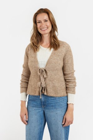B. COPENHAGEN - Langærmet Cardigan - Sand - Bindebånd