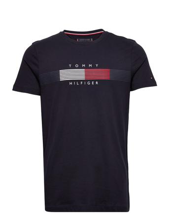 Chest Corp Stripe Graphic Tee T-shirts Short-sleeved Musta Tommy Hilfiger