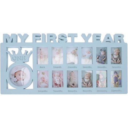 Baby fotoram 12 månader 1:a födelsedag Garland Baby Footsteps Kit Souvenir Present Vit