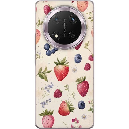 Yhteensopiva Puhelinkuori Honor Honor Magic7 Lite Kesäinen marjakuvio mansikoilla, mustikoilla ja kukilla vesivärimaalaustyyliin - trendikäs ja kir