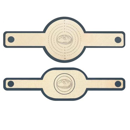 Sæt med 2 bagemåtter og silikoneforme, non-stick, meshstruktur for nem håndtering og genbrug, med lange håndtag, til overførsel af surdej