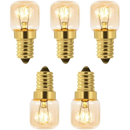 Set med 5 15W Salt Bulb, Varmvit Glödlampa, AC 230V, 15w Ugn