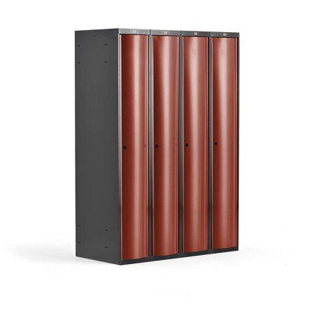 Kleiderspind CURVE, 4 Module/4 Fächer, 1740 x 1200 x 550 mm, herbstrot