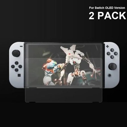 2 st pack ett skärmskydd för Nintendo Switch, 9H härdat glas, OLED, tillbehör