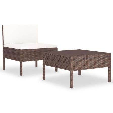 vidaXL Loungeset för trädgården med dynor 2 delar konstrotting brun Brun