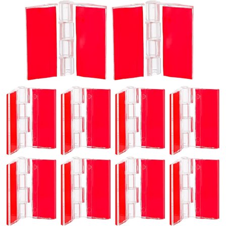 10 stk. Små Gennemsigtige Selvklæbende Hængsler i Akrylplast til Skabe, Akvarielåg, Møbler, Display (35 x 30 mm)