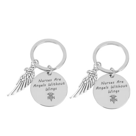 2 st rostfritt stål ring ängelvinge prydnad nyckelring julklapp (silver) IC