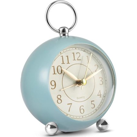 Stille sengeklokke Batteridrevet ikke-analog vekkerklokke Høylytt vintage vekkerklokke med lys Stor skjerm Cyan