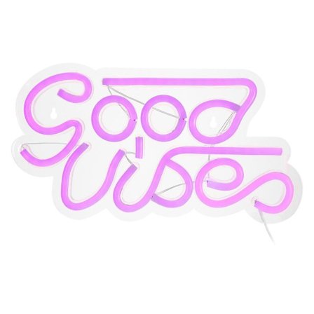 TG LED-vägglampa / Neonskylt - "Good Vibes" Rosa