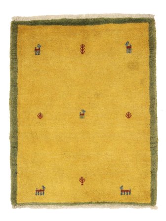 Handgeknoopt Gabbeh Vloerkleed 70X87 Oosters Wol Oranje/Donker Geel Klein