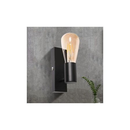 Vintage industriell vägglampa för inomhusbruk, svart E27-sockel (utan glödlampa)