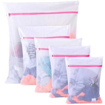 Tvättrådsnät för tvätt - 5-pack (1xl+2l+2m) Återanvändbara, slitstarka tvättmaskinsnät för blusar,