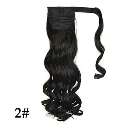 22" syntetiska hästsvansförlängningar linda runt lång rak falsk hästsvans Mjuk klämma i hårförlängningar Pony Tail falskt hår