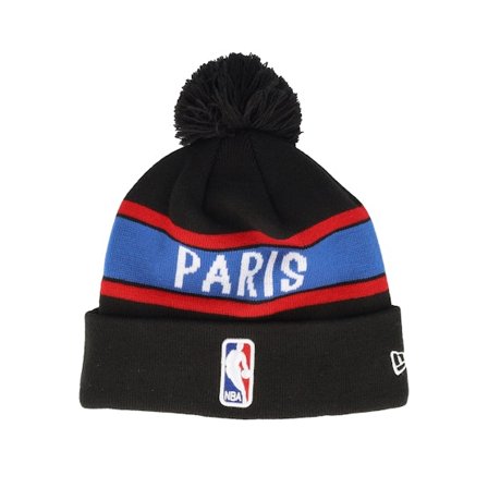 New Era - NBA Musta pom Beanie - NBA Paris Game Logo Beanie Black Pom @ Hatstore