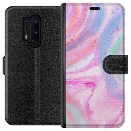 Yhteensopiva Lompakkokotelo OnePlus OnePlus 8 Pro Abstrakti pastellin värinen marmoritaide, jossa on nestemäinen akryyli vaikutus pinkissä, sinises